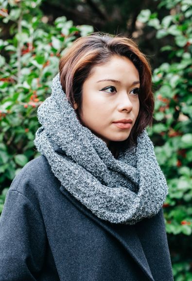 Twice As Warm Circle of Warmth - Marled Black Chunky Knit Infinity Scarf, $37